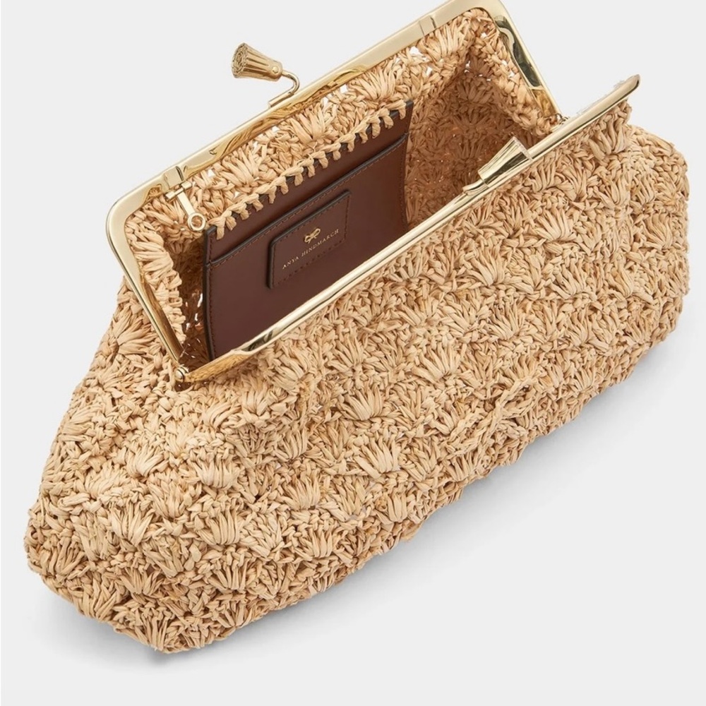 Current Season Anya Hindmarch Maud, Clutch/crossbody. Raffia. - Picture 3 of 12